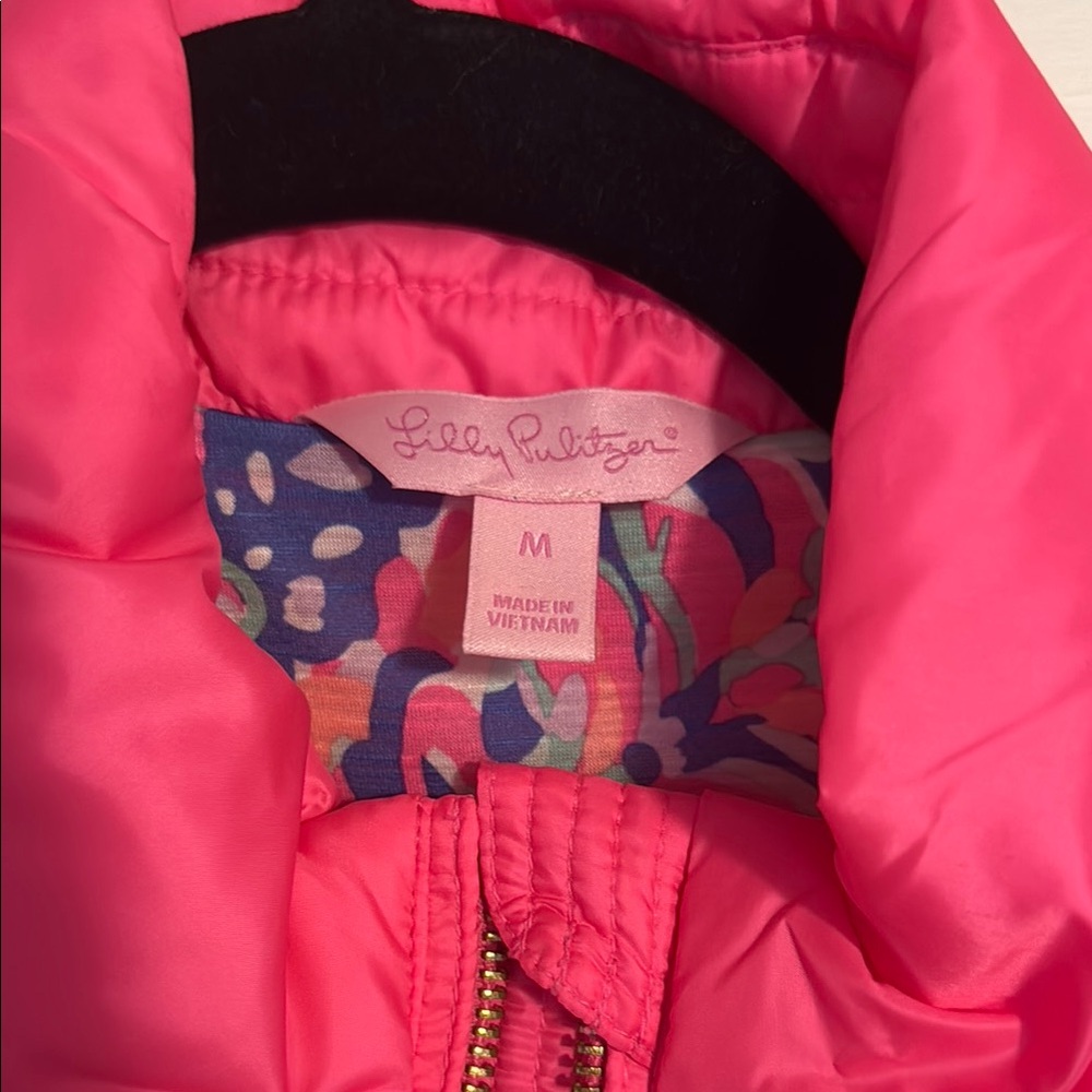 Lilly Pulitzer Pink Quilted Vest with Stand-Up Collar - Picture 2 of 4